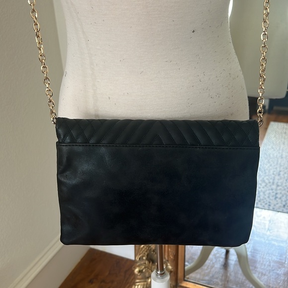 Madison West Black Crossbody Bag With Gold Tone Hardware and cross stitch design - Picture 3 of 9